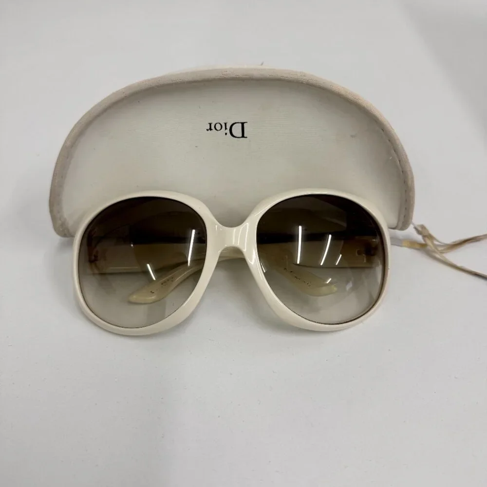 Vintage Christian Dior Ivory Large Round Sunglasses - Picture 3 of 3